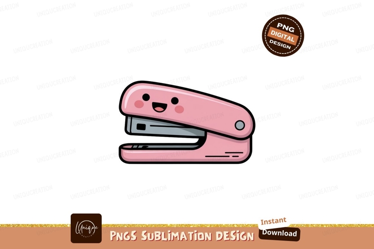 Pink stapler with happy face office supplies