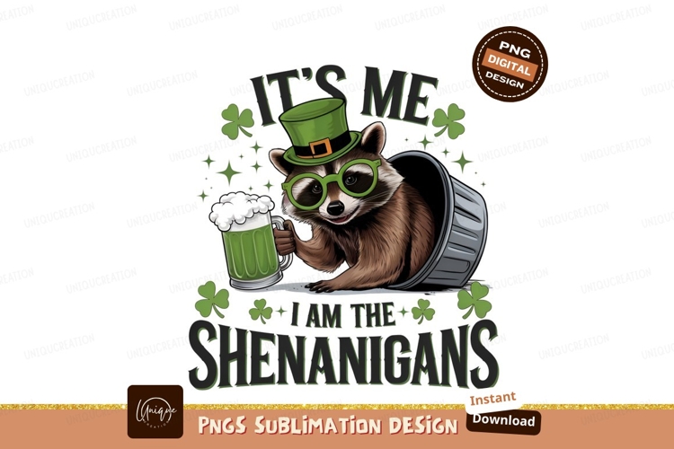 Raccoon Shenanigans Saint Patricks Day Sublimation Png