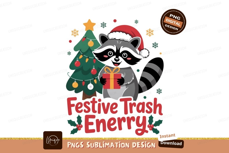 Raccoon festive gift christmas tree image example image 1