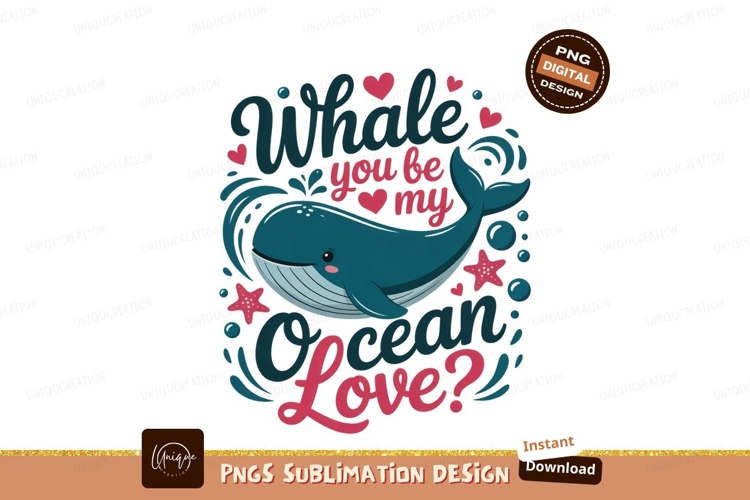 Format: Title: Whale ocean love hearts pink