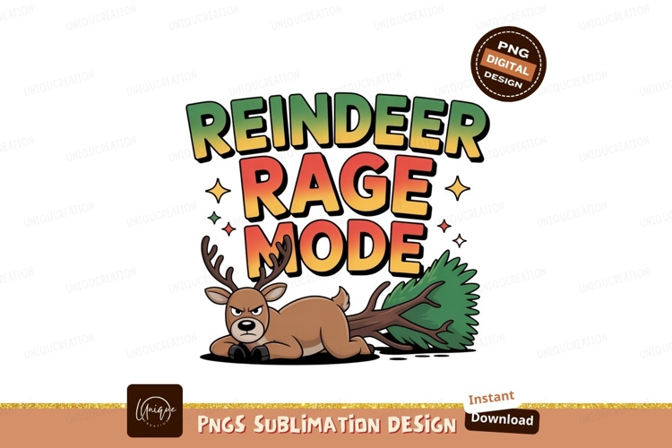 Angry reindeer stuck in tree rage mode