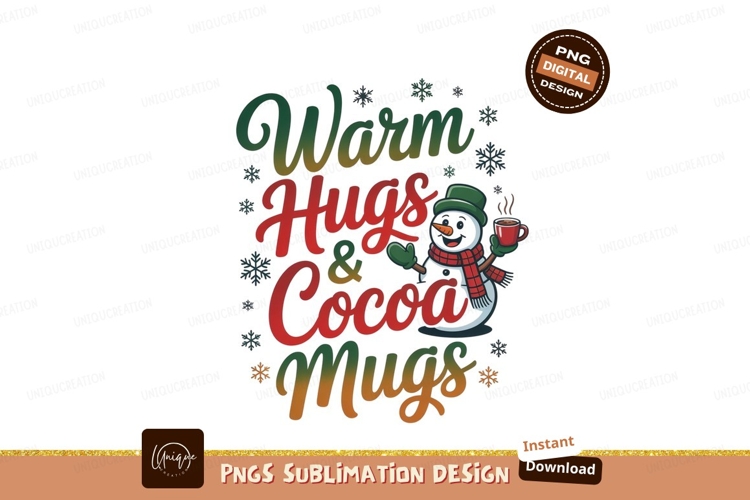 Snowman warm hugs cocoa mugs image