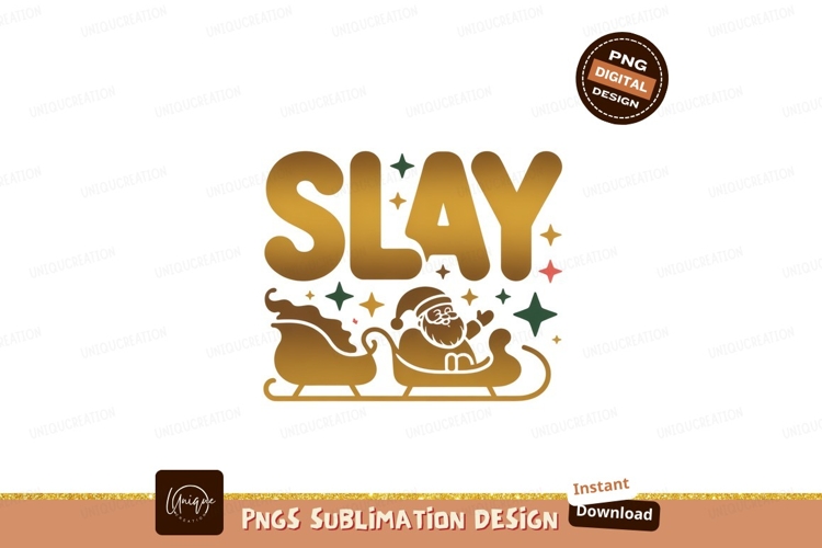 Golden Sleigh Santa Stars christmas