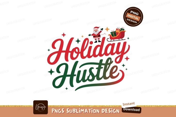 Festive Santa Sleigh Holiday Hustle gifts stars