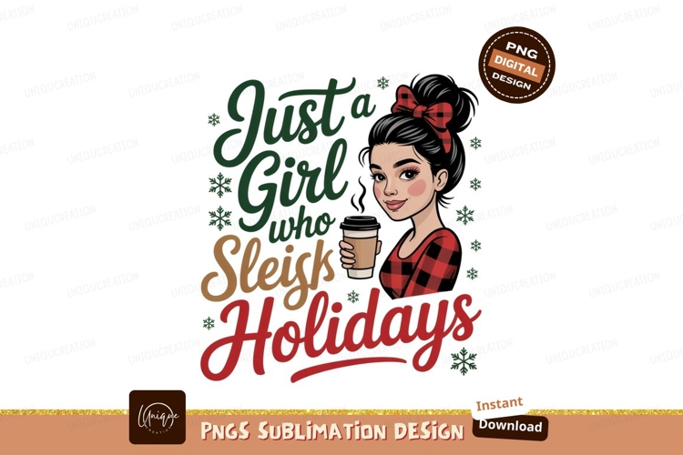 Festive girl holding coffee cup holiday
