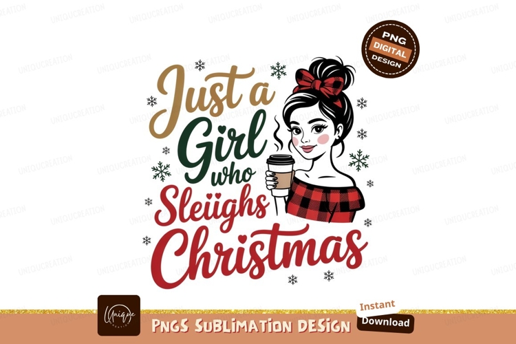 Girl Sleighs Christmas holiday festive