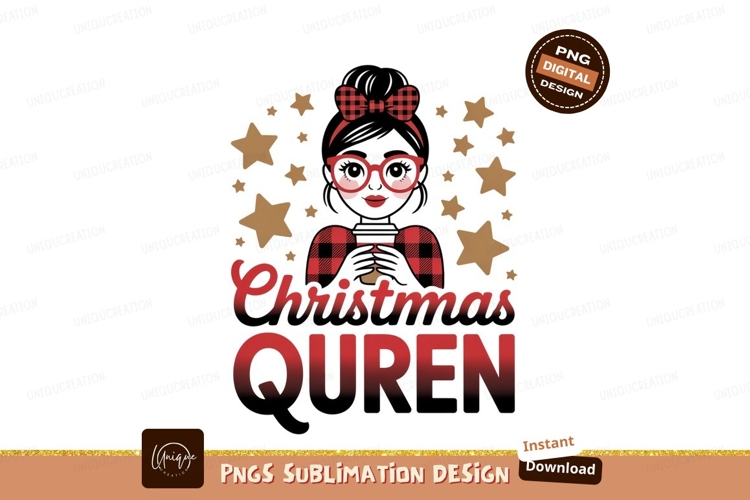 Festive Queen Holding Mug christmas stars example image 1