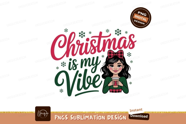 Christmas girl holding coffee cup festive example image 1