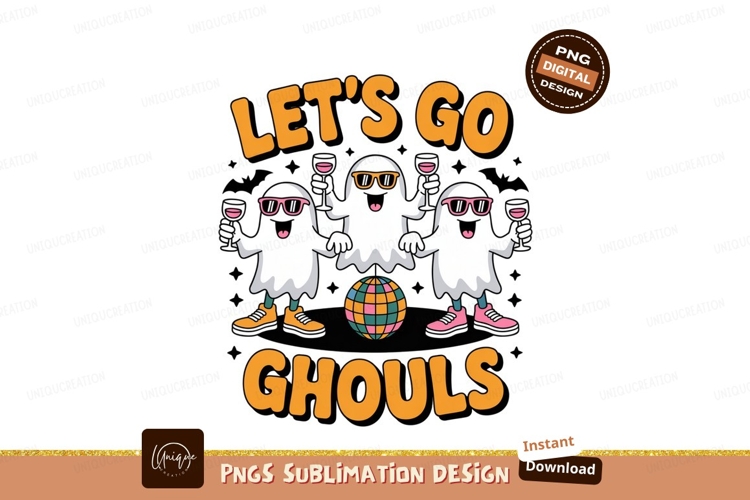 Dancing ghosts with drinks and disco ball image