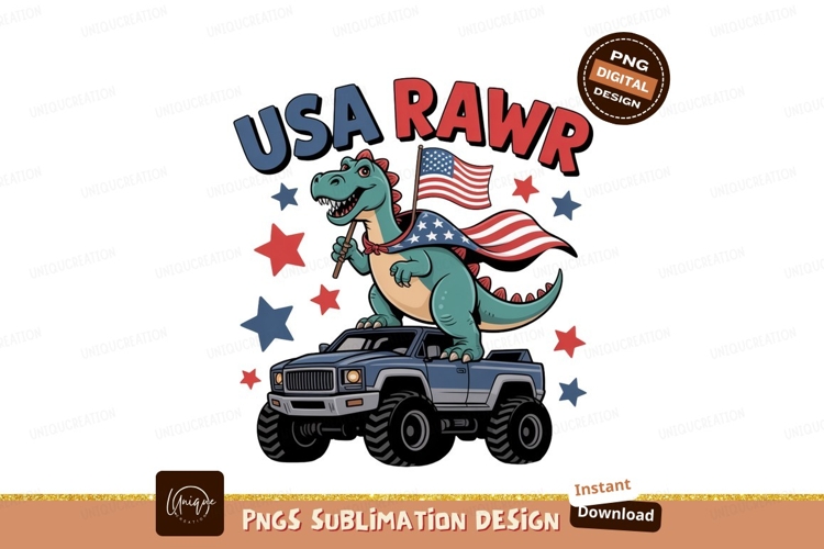 Dinosaur flag truck stars image