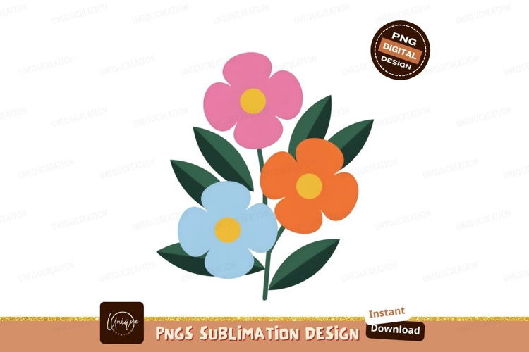 Colorful Flower Bouquet Isolated Sublimation Png