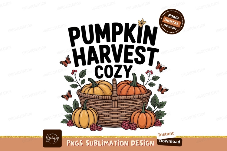 Autumn harvest pumpkins basket butterflies image