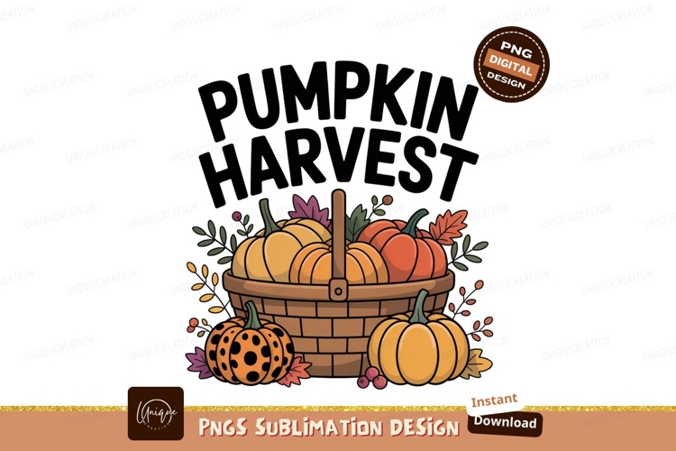 Autumn harvest pumpkins basket leaves image