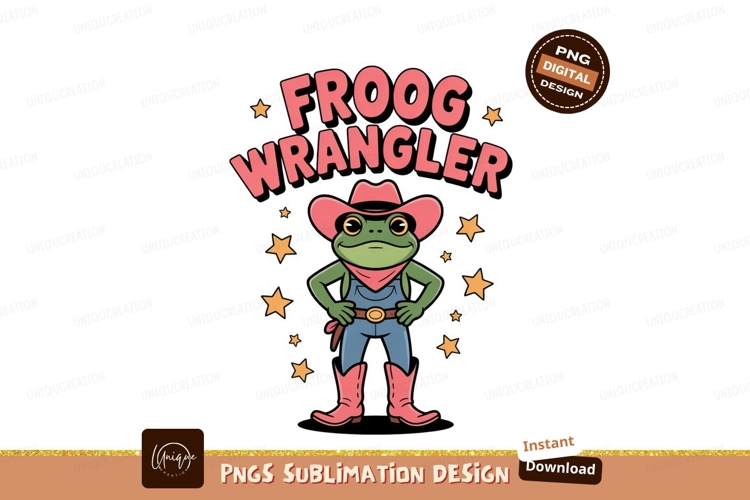 Frog cowboy wearing hat bandana overalls boots image