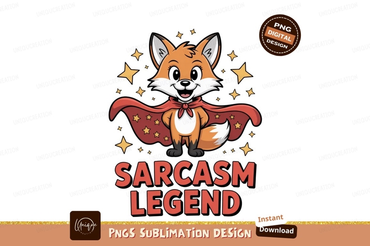 Cute fox superhero with red cape and stars image