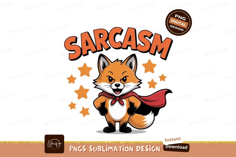 Sarcastic fox with cape and stars sarcasm orange