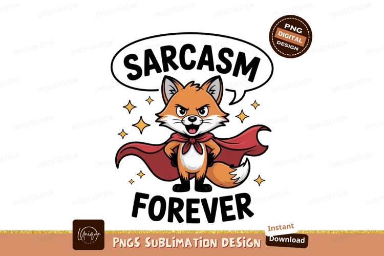 Clever fox superhero cape stars orange