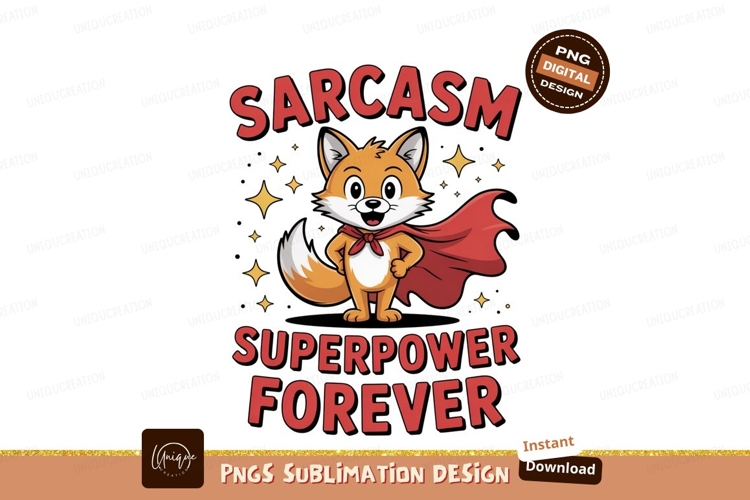 Sarcastic fox superhero with cape sarcasm superpower