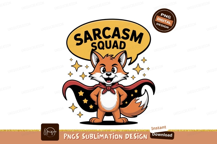 Cartoon fox with red scarf and speech bubble orange
