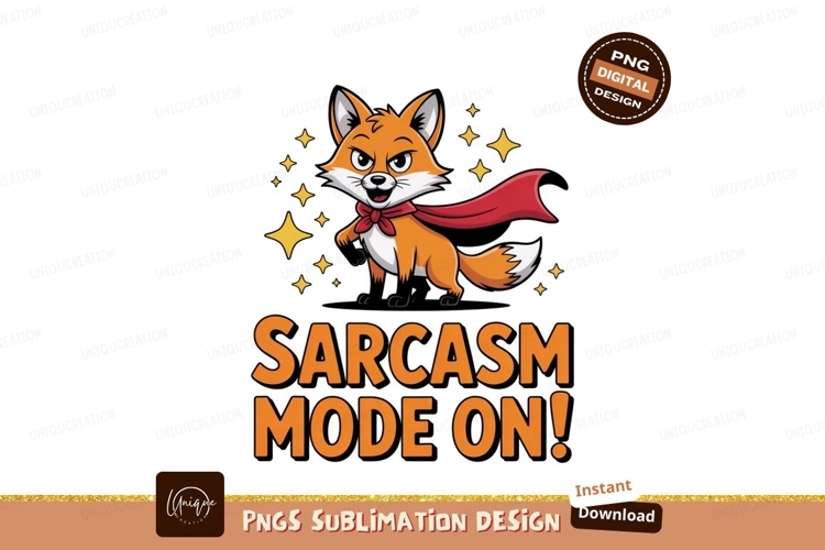 Sarcastic fox superhero cape stars orange white