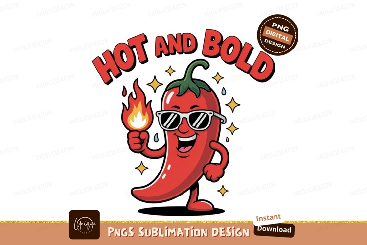 Fiery pepper with sunglasses and flame cartoon