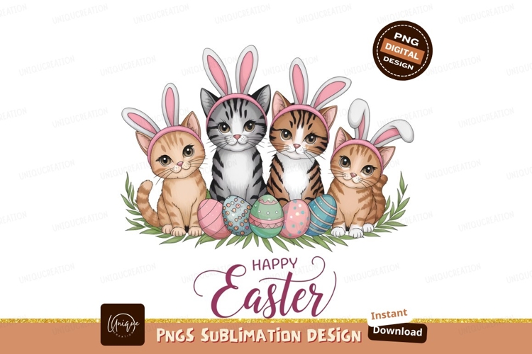 Adorable Easter Kittens With Bunny Ears Png example image 1