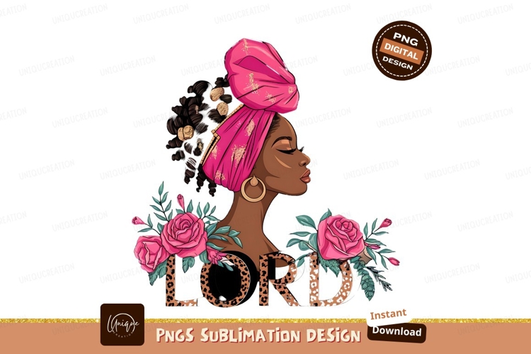 Elegant Black Woman Portrait Floral Design