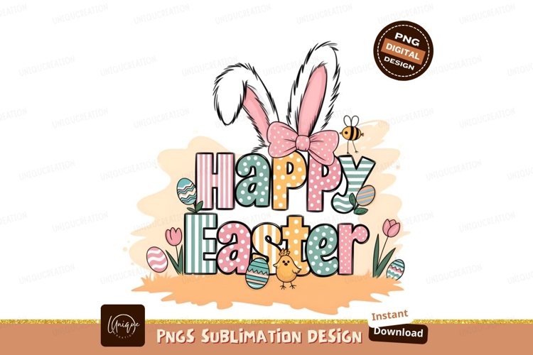 Happy Easter Bunny Ears Graphic Sublimation Png