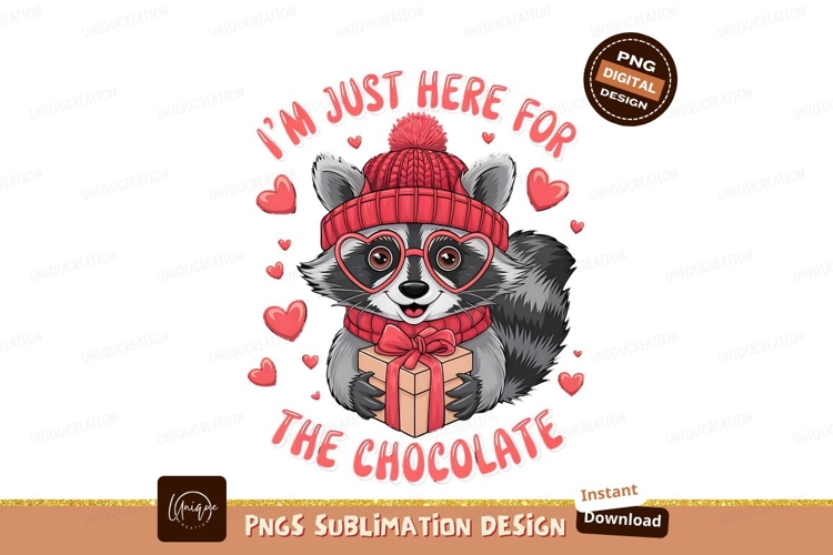 Raccoon With Chocolate Gift Sublimation Png