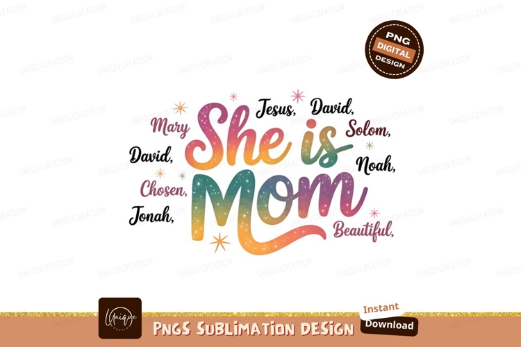 She Is Mom Inspirational Design Graphic example image 1