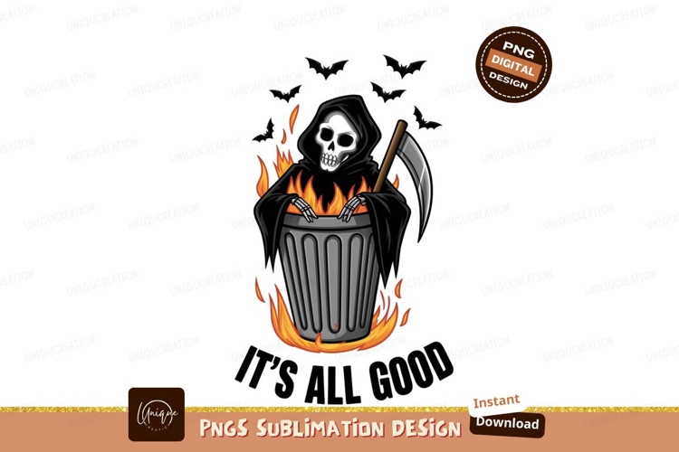 Grim Reaper In Trash Can With Fire example image 1