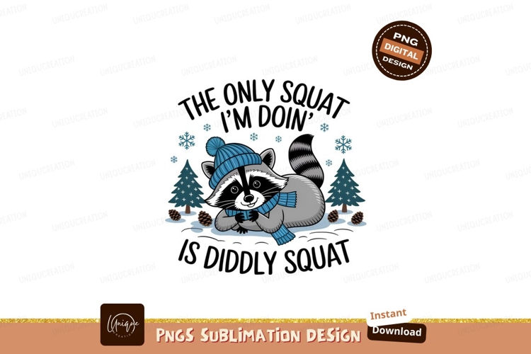 Winter Raccoon Illustration With Funny Quote