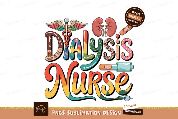 Dialysis Nurse Cartoon Design For Sublimation Png example image 1