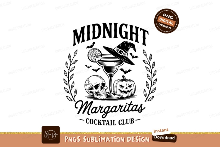Halloween Margaritas Cocktail Club Sublimation Png example image 1