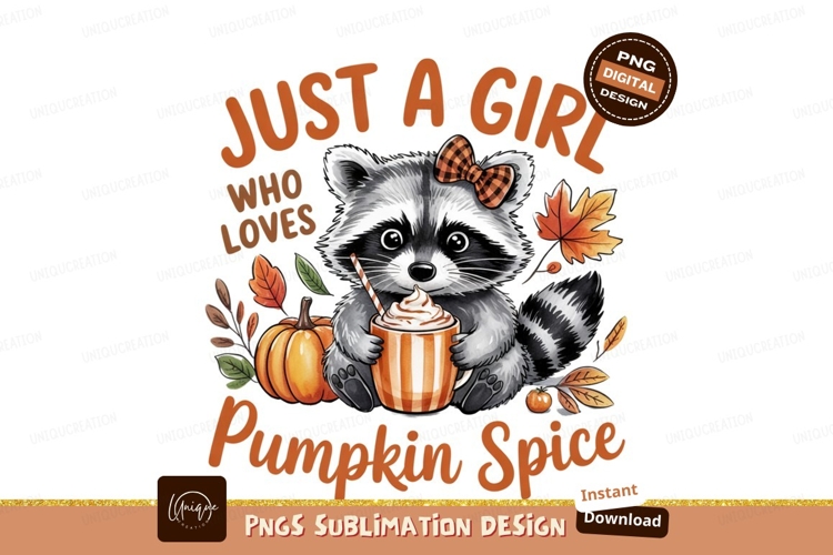 Raccoon Loves Pumpkin Spice Autumn Design