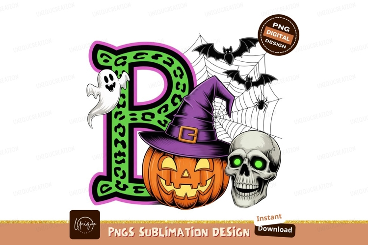Halloween B Initial Spooky Elements Art
