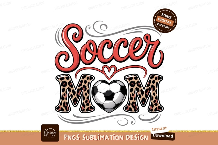Soccer Mom Leopard Heart Sublimation Png