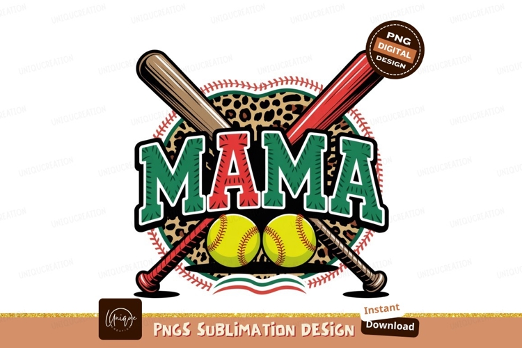 Mama Softball Sublimation Bats Design Vector