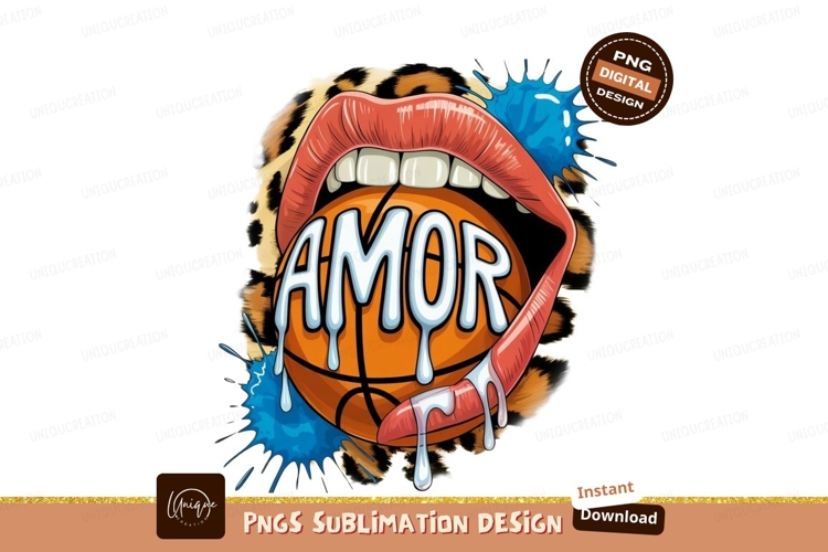 Amor Basketball Lips Sublimation Png