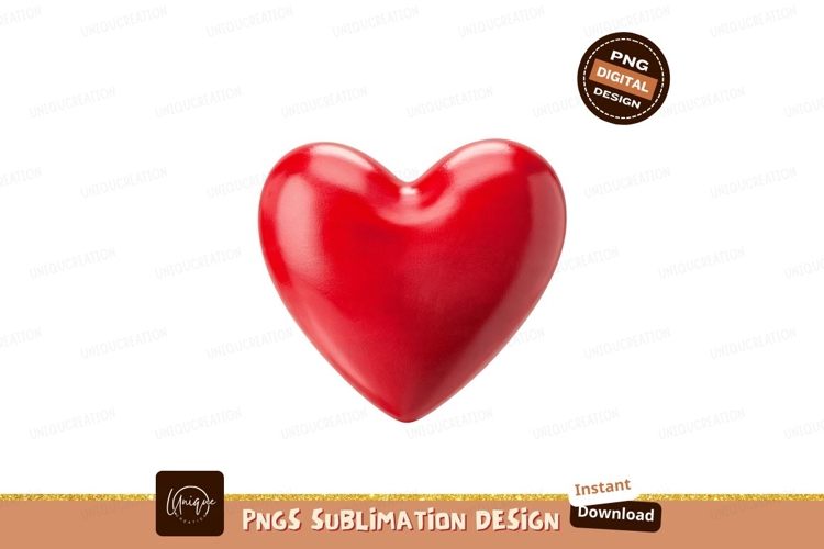 Glossy Red Heart Sublimation Png