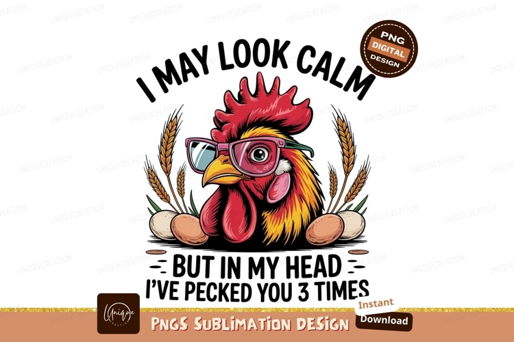 Funny Chicken Illustration Sublimation Png