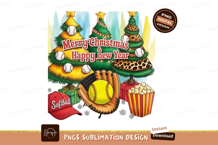Christmas Softball Design Sublimation Png Elements