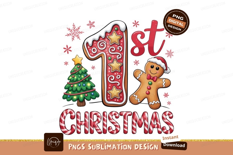 First Christmas Festive Gingerbread Holiday Theme Art