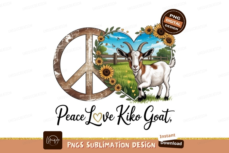 Peace Love Kiko Goat With Sunflowers