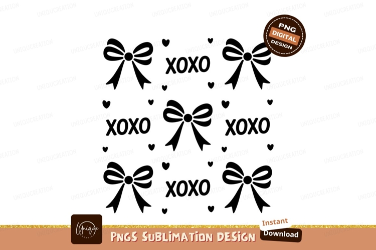 Cute Xoxo Bows Sublimation Png Design example image 1