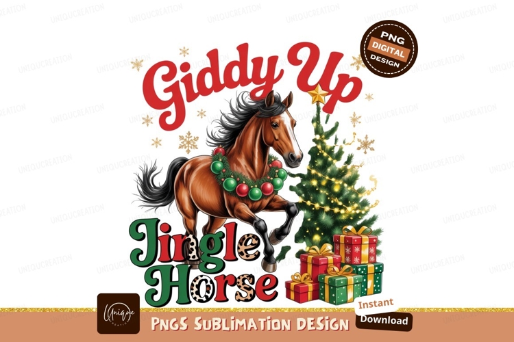 Christmas Horse Holiday Design Sublimation Png