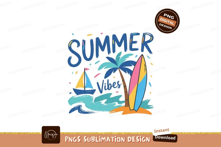 Summer Vibes Beach Vacation Sublimation Png Design