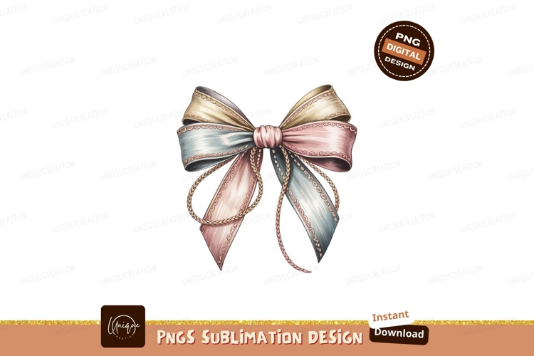 Watercolor Ribbon Bow Isolated Pastel Colors