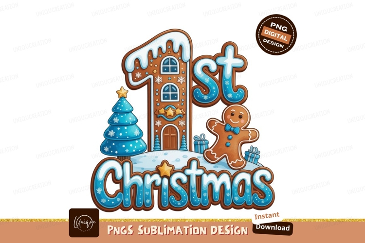 First Christmas Gingerbread Cartoon Illustration example image 1