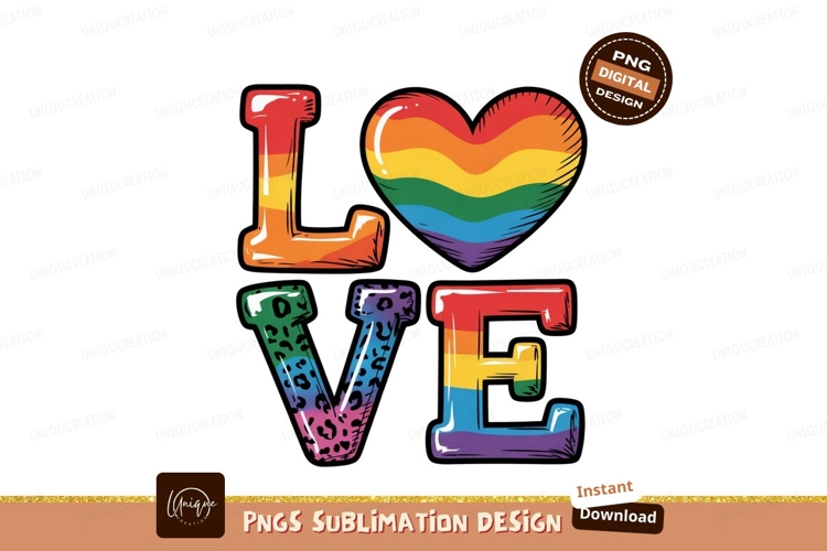 Rainbow Love Pride Sublimation Png example image 1